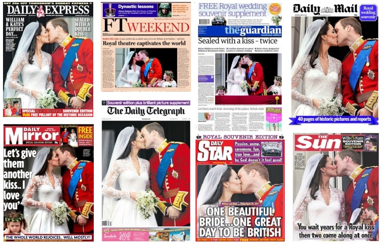 royal wedding front pages