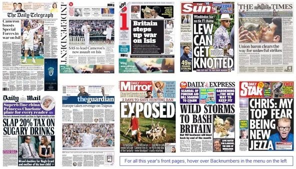 front pages 13-07-15