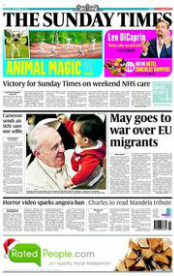 Sunday Times May goes to war over EU migrants