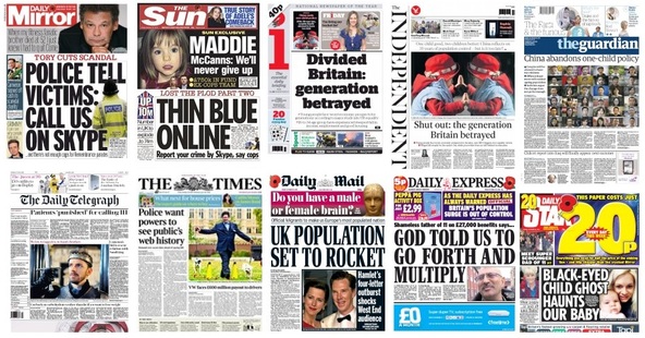 Front pages 30-10-15